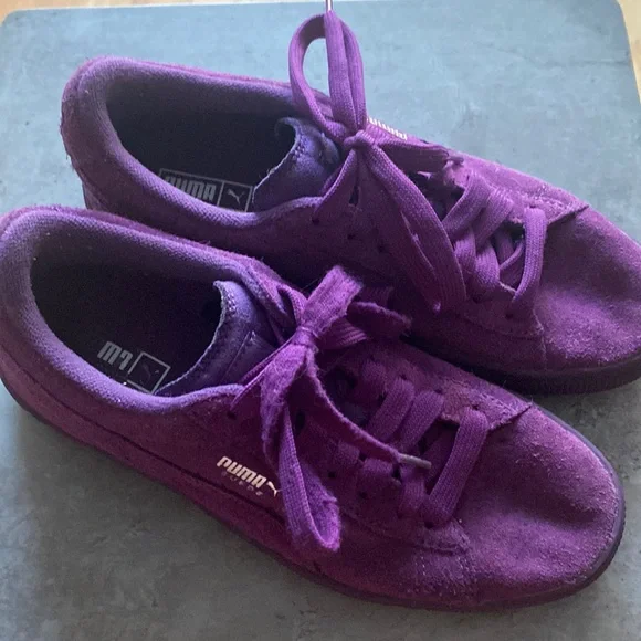 Purple suede pumas says size 6 in women s but I wear a 6 1 2 or 7 and it fits